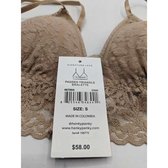 Hanky Panky Women's Signature Lace Padded Bralette, Chai, Tan, S - New - Picture 5 of 6